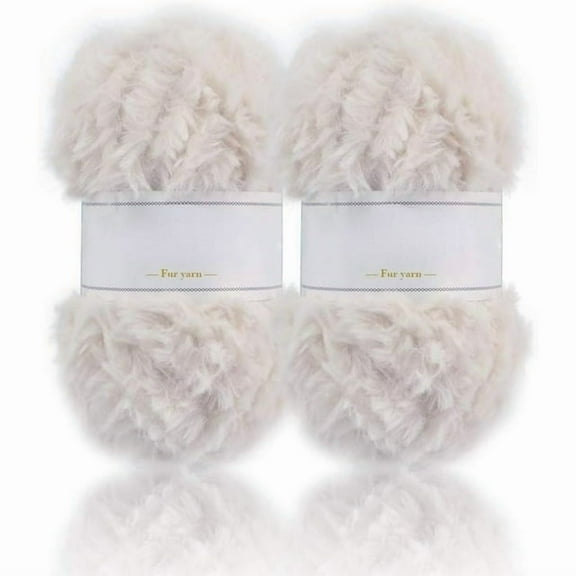 (2×35yds,50g×2) 2 Skeins Super Soft Fur Yarn Chunky Fluffy Faux Fur Yarn Eyelash Yarn for Crochet Knit-Total Length 2×32m