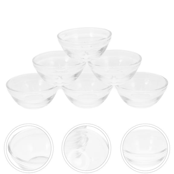 2.36" Clear Glass Pinch Bowls, 6 Pack 1.58oz Small Prep Dishes Stackable Ingredient Bowls for Spices Dipping Sauces Ice Cream Toppings