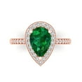thumbnail image 1 of Halo Engagement Ring for Women - 2.36ct Simulated Emerald in 14K Rose Gold Promise Ring, 1 of 6