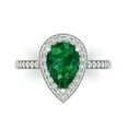 thumbnail image 1 of Halo Engagement Ring for Women - 2.36ct Simulated Emerald in 18K White Gold Promise Ring, 1 of 6