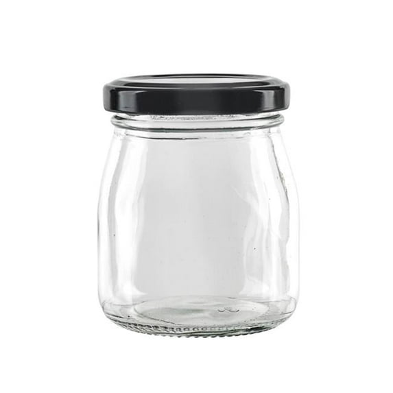 2.36 Dia. x 2.55 x 3.14 in. 5 oz Smooth Pudding Jar with Twist Cap - Black Reusable Cap - 120 Piece