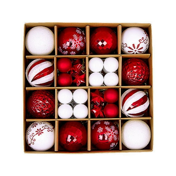 2.36" Glitter Christmas Balls Ornaments for Christmas Trees, 44Pcs Shatterproof Plastic Christmas Ornament Set for Xmas Tree Decoration Hanging Ball for Holiday Wedding Party