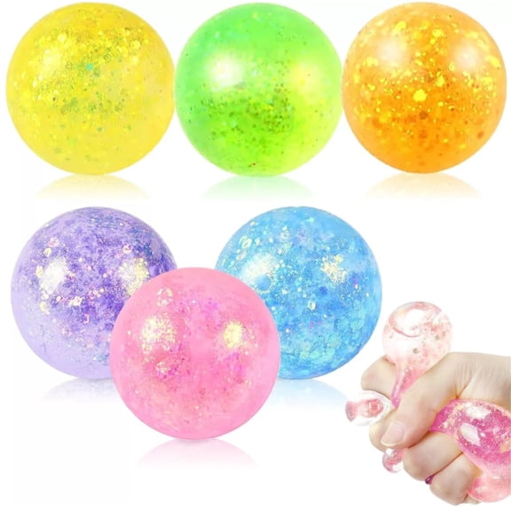 2.36" Glittery Gumme Ball, Extra Large Sensory Slow-Rise Glitter Sugar Stress Ball, Perfect Novelty Stress-Relief Fidget Toys Gifts for Adults and Children (Purple-2pc)