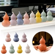 2.36 Inch Feng Shui Ceramics Gourd Home Decor Statue, Gold Decor Attracting Wealth Bring Good Luck Health Success, Mini Gourd Figurine for Desk Office Housewarming