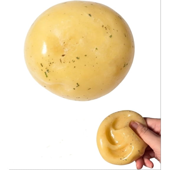 2.36 Inch Realistic Mashed Potato Squishy Ball, Handcrafted Smoothie Bead Stress Relief Fidget, Moldable Soft Squeeze Venting Sensory Novelty for Desk