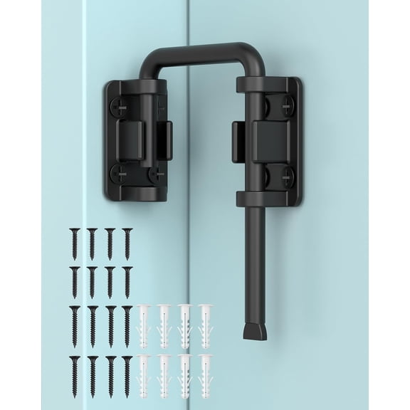 2.36 Inch U Patio Sliding Door Loop Lock Latch - Stainless Steel Home Security Loop Bolt Lock for Barn, Garden, Fence Gate, Window - Multi-Angle Installation Option (Black-1 Pc)