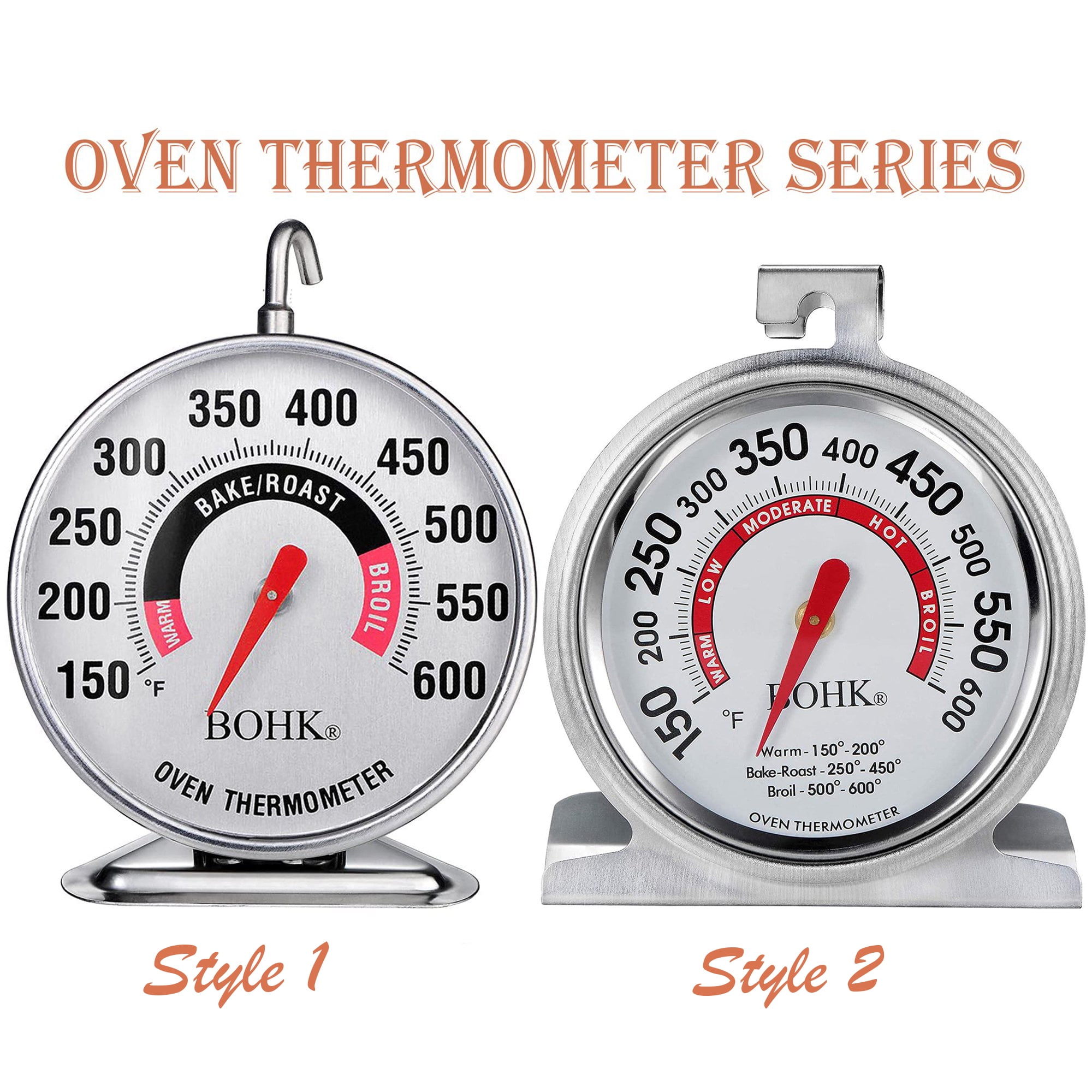 Efeng Large 3.5 Oven Thermometers for Gas/Electric Oven with Large  Hanger&Base,Safety Leave-in Oven,Easy to Read Large Number,No Fading Color  for