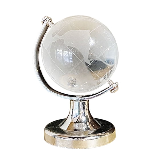 2.36" Miniature World Globe Desktop Style Rotatable Sphere, Glass Material Modern Desktop Figurine for Indoor Desk Display Desk, Home Study