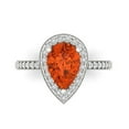 thumbnail image 1 of 2.36 ctw with Simulated Diamond Halo Accents Anniversary Ring for Women | Pear Cut Simulated Red Diamond | Hyperallergenic Solid 18K White Gold, 1 of 5