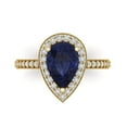 thumbnail image 1 of Halo Engagement Ring for Women - 2.36ct Simulated Blue Sapphire in 14K Yellow Gold Promise Ring, 1 of 7