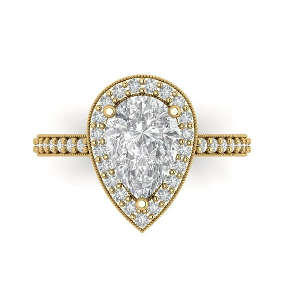 Clara Pucci 14K Yellow Gold 2.36ct Moissanite Halo Ring for Women