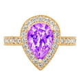 thumbnail image 1 of 2.36 ct Pear Cut Natural Amethyst with Simulated Diamond Halo Accents 18K Yellow Gold Womens Engagement Ring, 1 of 3