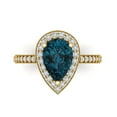 thumbnail image 1 of Clara Pucci 14K Yellow Gold Solid Gold LondonBlueTopaz Halo Anniversary Ring for Women - 2.36 cttw Pear Cut, 1 of 7