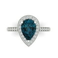 thumbnail image 1 of 2.36 ct Pear Cut Natural London Blue Topaz with Simulated Diamond Halo Accents 18K White Gold Womens Engagement Ring, 1 of 5