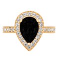 thumbnail image 1 of 2.36 ct Pear Cut Natural Onyx with Simulated Diamond Halo Accents 18K Yellow Gold Womens Engagement Ring, 1 of 4