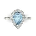thumbnail image 1 of 2.36 ct Pear Cut Natural Sky Blue Topaz with Simulated Diamond Halo Accents 14K White Gold Womens Engagement Ring, 1 of 5