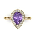 thumbnail image 1 of 2.36 ct Pear Cut Simulated Alexandrite Halo Engagement Ring for Women in 18K Yellow Gold, 1 of 5