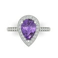 thumbnail image 1 of 2.36 ct Pear Cut Simulated Alexandrite with Simulated Diamond Halo Accents 18K White Gold Womens Engagement Ring, 1 of 5