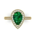 thumbnail image 1 of Clara Pucci 14K Yellow Gold Solid Gold Emerald Halo Anniversary Ring for Women - 2.36 cttw Pear Cut, 1 of 7
