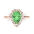 thumbnail image 1 of 2.36 ctw with Simulated Diamond Halo Accents Anniversary Ring for Women | Pear Cut Simulated Green Diamond | Hyperallergenic Solid 14K Rose Gold, 1 of 5
