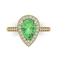 thumbnail image 1 of 2.36 ctw with Simulated Diamond Halo Accents Anniversary Ring for Women | Pear Cut Simulated Green Diamond | Hyperallergenic Solid 18K Yellow Gold, 1 of 5