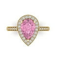 thumbnail image 1 of 2.36 ct Pear Cut Simulated Pink Diamond Halo Engagement Ring for Women in 18K Yellow Gold, 1 of 5