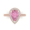 thumbnail image 1 of 2.36 ctw with Simulated Diamond Halo Accents Anniversary Ring for Women | Pear Cut Simulated Pink Diamond | Hyperallergenic Solid 14K Rose Gold, 1 of 5