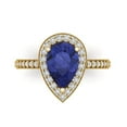 thumbnail image 1 of 2.36 ct Pear Cut Simulated Tanzanite with Simulated Diamond Halo Accents 18K Yellow Gold Womens Engagement Ring, 1 of 5