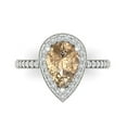 thumbnail image 1 of 2.36 ct Pear Cut Yellow Moissanite with Simulated Diamond Halo Accents 14K White Gold Womens Engagement Ring, 1 of 6