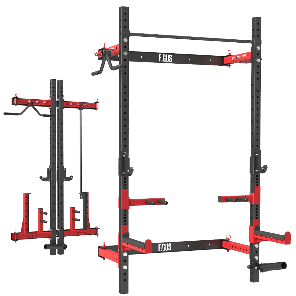 Transparent Squat Rack 2.36'' x 2.36'' Wall mounted Foldable Squat Rack with J-Hooks,Safety ...