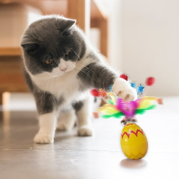 2.36 x 2.36 x 7.87 inch Easter Themed Cat Toy with Feather Teaser for Wobbling Motion Entertainment and Hunting Stimulation Durable Plastic Construction for Cats