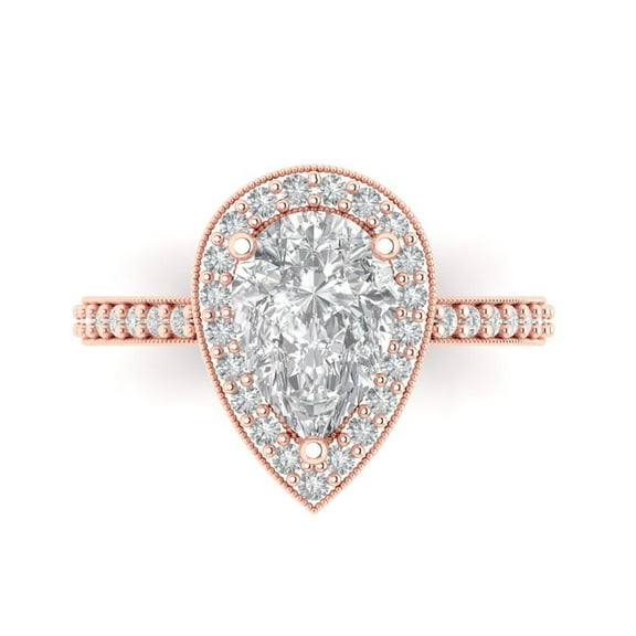 Halo Engagement Ring for Women - 2.36ct Moissanite in 18K Rose Gold Promise Ring