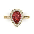 thumbnail image 1 of 2.36 ct Pear Cut Natural Garnet with Simulated Diamond Halo Accents 18K Yellow Gold Womens Engagement Ring, 1 of 5