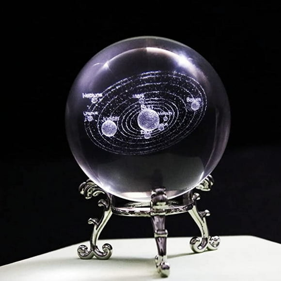 2.36in 3D Laser Solar System Crystal Ball Solar System Model Science Astronomy Gifts with Stand