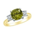 thumbnail image 1 of AFFY 2.37 Carat (Ctw) Simulated Peridot & White Natural Diamond Three Stone Engagement Ring In 14k Solid Yellow Gold Ring Size-9, 1 of 1