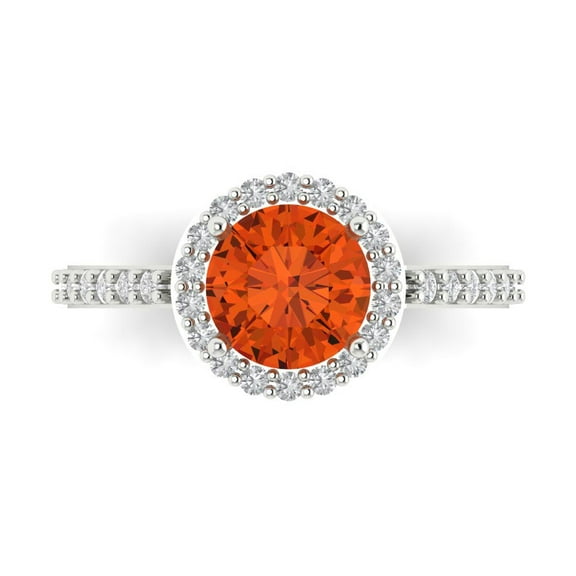 Halo Engagement Ring for Women - 1.86ct Simulated Red Diamond in 18K White Gold Promise Ring