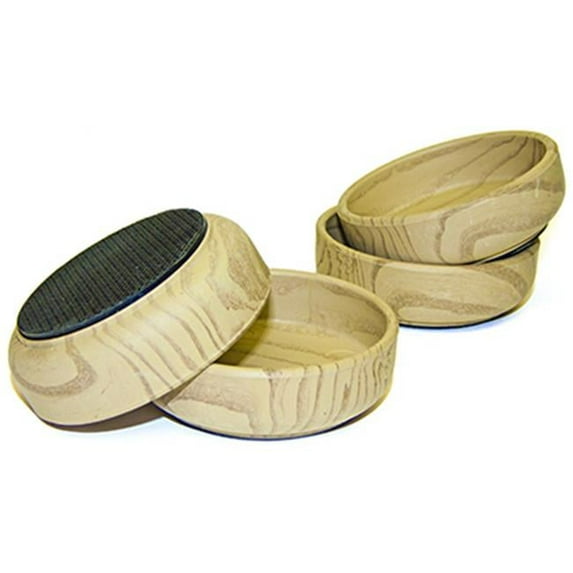 2.37 in. TruGuard Inside Diameter Wood Grain Furniture Cups, Pack of 4