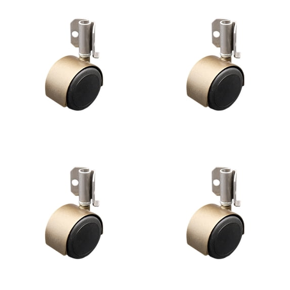 2.375 Inch Antique Brass Hooded Urethane Twin Wheel Caster with Inside Mount Set
