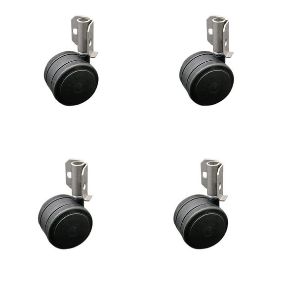 2.375 Inch Black Soft Twin Wheel Caster with Inside Mount Set SCC