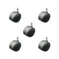 thumbnail image 1 of 2.375 Inch Flat Black Hooded Urethane Twin Wheel Grip Ring Chair Casters Set 5, 1 of 2