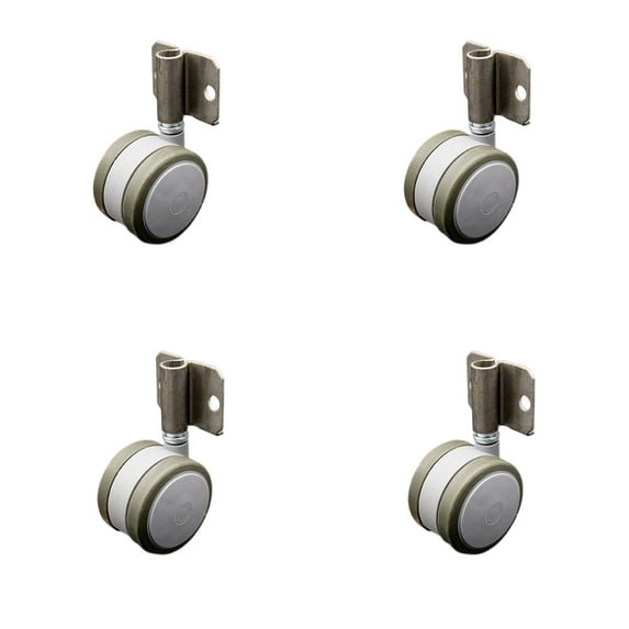 2.375 Inch Gray Soft Twin Wheel Caster with Side Mount Set SCC