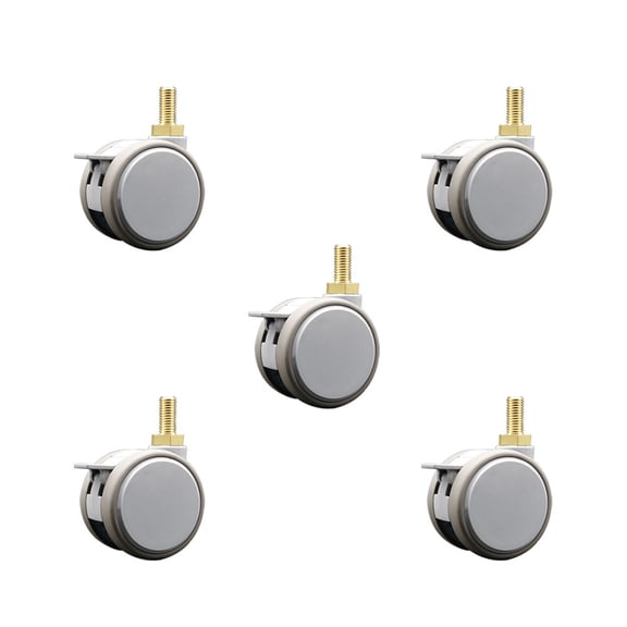 2.375 Inch MRI Safe Casters with Brakes 10mm Threaded Stem Set of 5 SCC