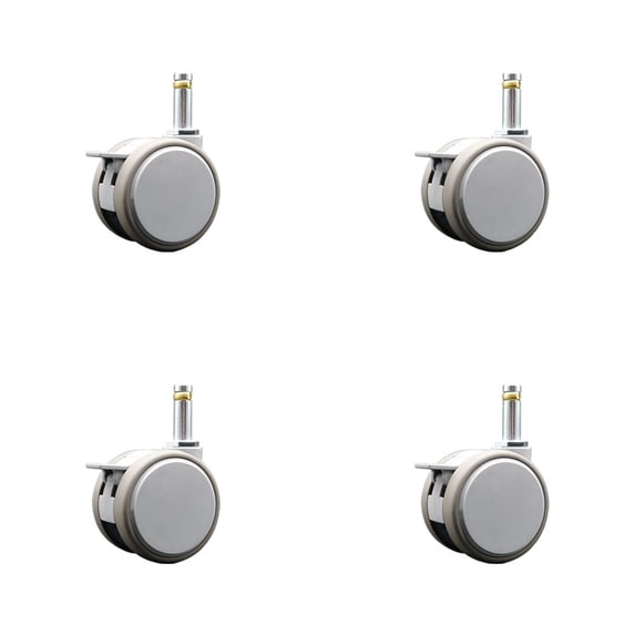 2.375 Inch MRI Safe Casters with Brakes – 7/16 Grip Ring Stem – Set of 4 – SCC