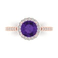 thumbnail image 1 of Halo Engagement Ring for Women - 1.86ct Natural Amethyst in 18K Rose Gold Promise Ring, 1 of 6