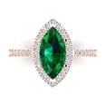thumbnail image 1 of Halo Engagement Ring for Women - 2.38ct Simulated Emerald in 14K Rose Gold Promise Ring, 1 of 7