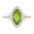 thumbnail image 1 of Halo Engagement Ring for Women - 2.38ct Natural Peridot in 14K Rose Gold Promise Ring, 1 of 7