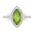 thumbnail image 1 of Halo Engagement Ring for Women - 2.38ct Natural Peridot in 14K White Gold Promise Ring, 1 of 7