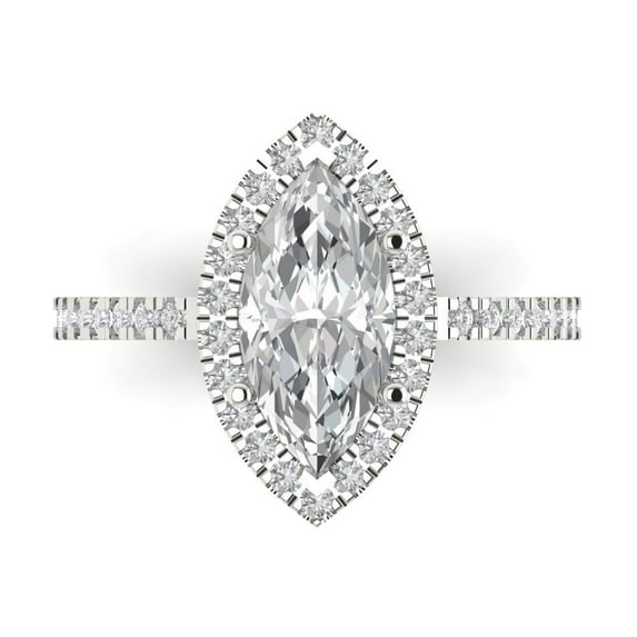 Halo Engagement Ring for Women - 2.38ct Simulated Diamond in 14K White Gold Promise Ring
