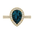 thumbnail image 1 of Halo Engagement Ring for Women - 2.38ct Natural London Blue Topaz in 14K Yellow Gold Promise Ring, 1 of 6