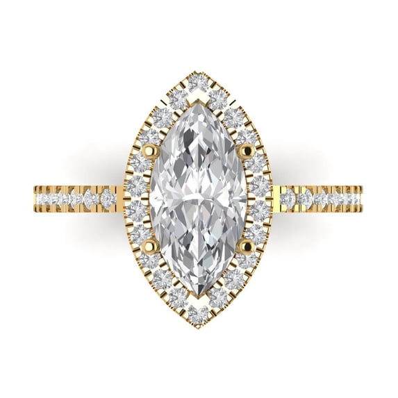 Clara Pucci 14K Yellow Gold 2.38ct Clear Halo Ring for Women